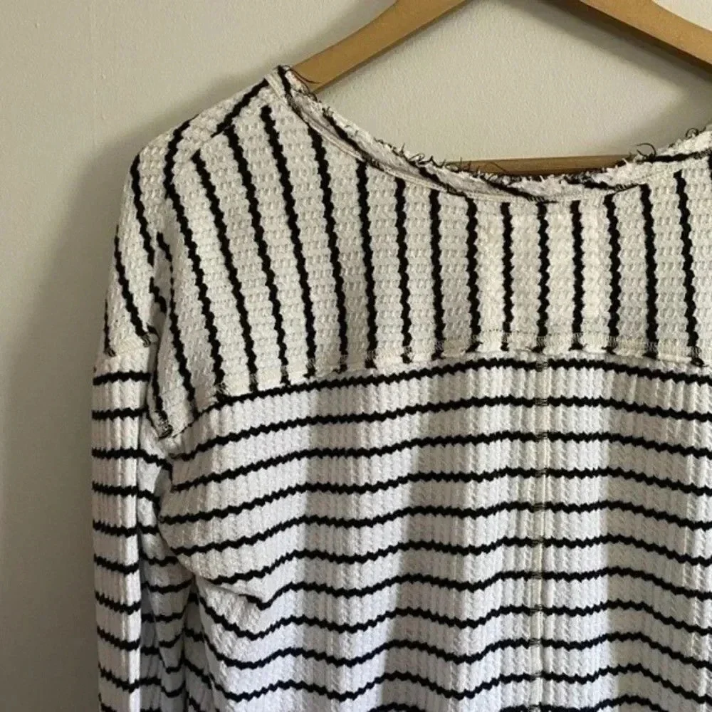 Free People Black and White Peplum Top